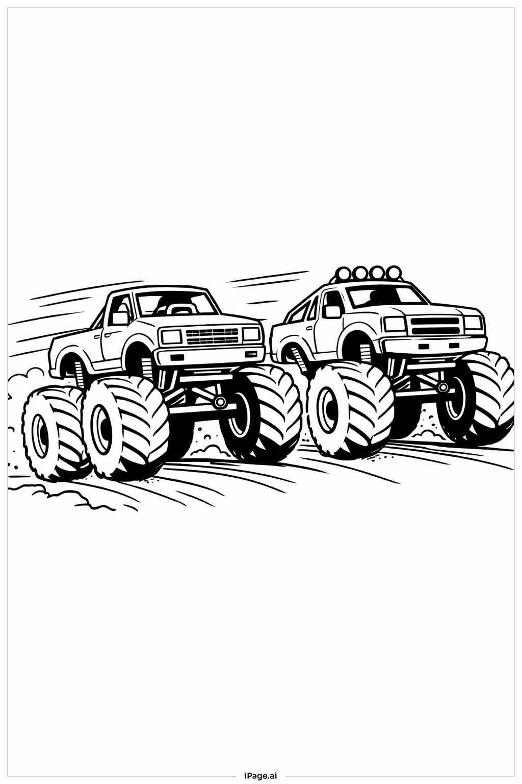 怪兽卡车侧面赛填色页