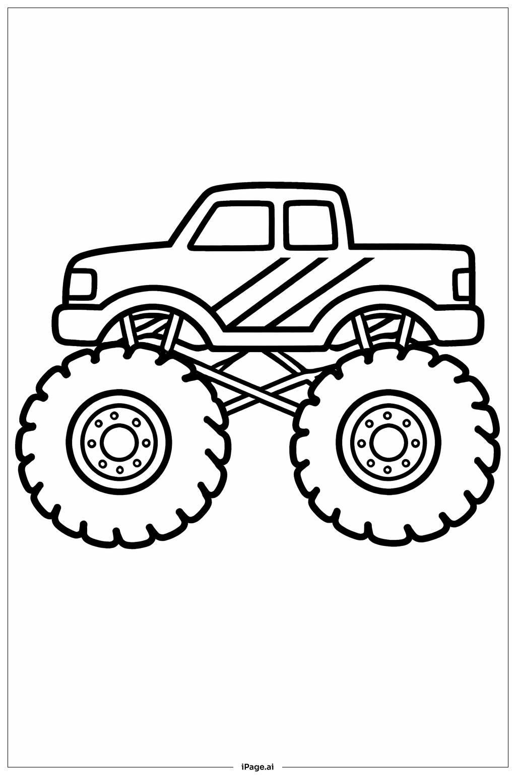 怪兽卡车侧边条纹填色页