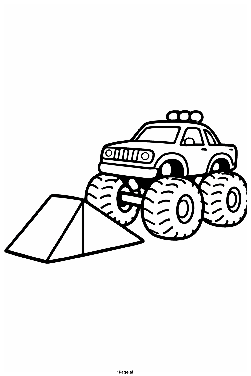 怪兽卡车简易斜坡填色页