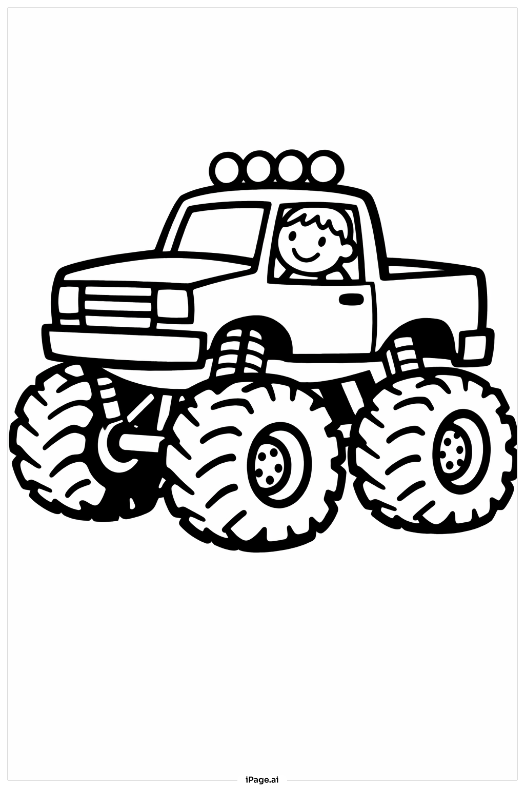 怪兽卡车微笑司机填色页