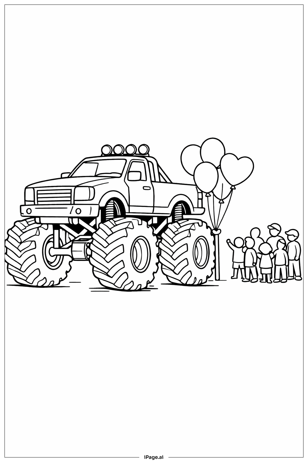 怪兽卡车与气球赢家填色页