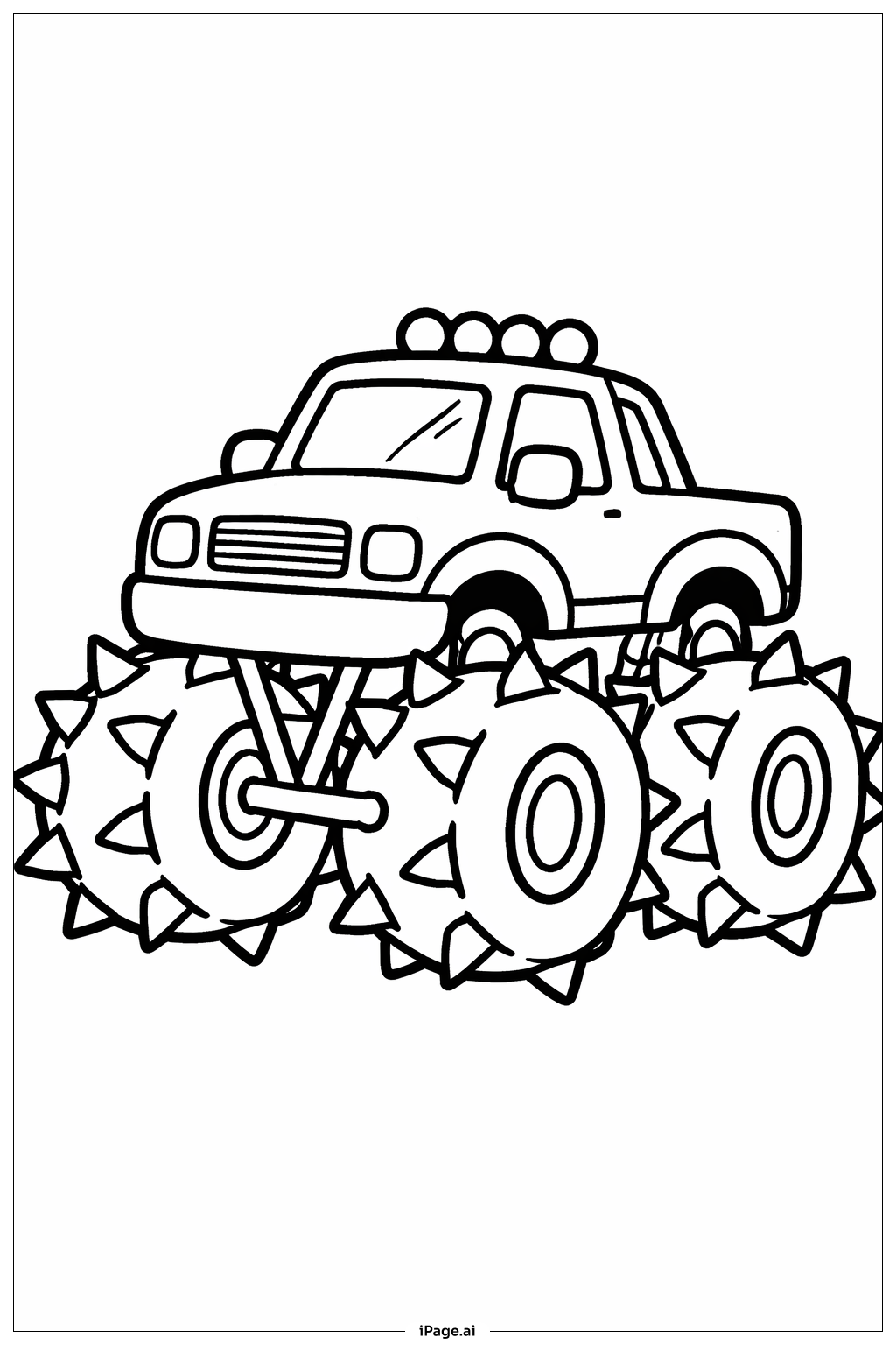 大钉子怪兽卡车填色页