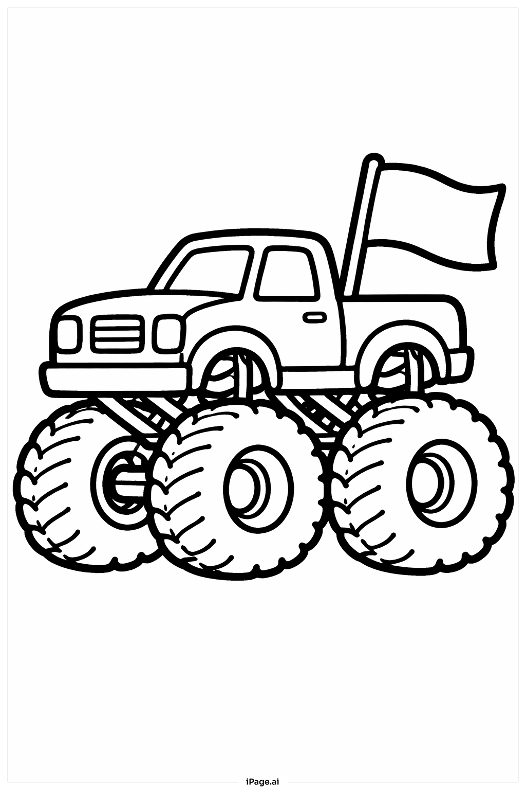 带旗帜的怪物卡车填色页
