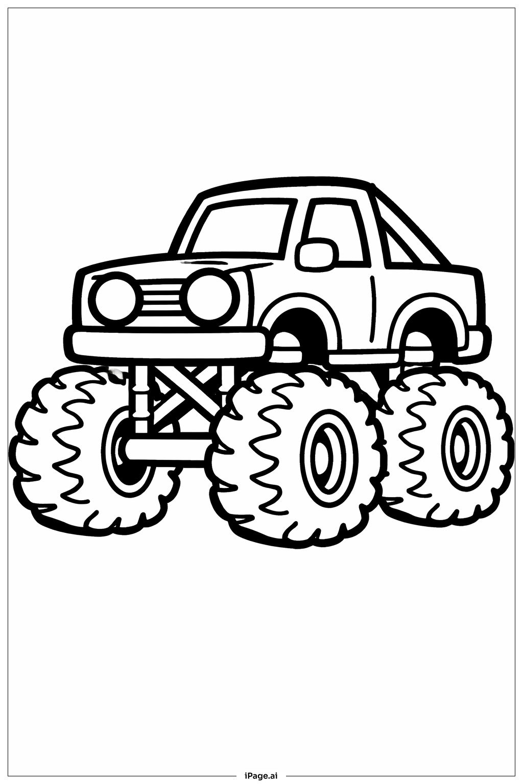 带简易大灯的怪兽卡车填色页