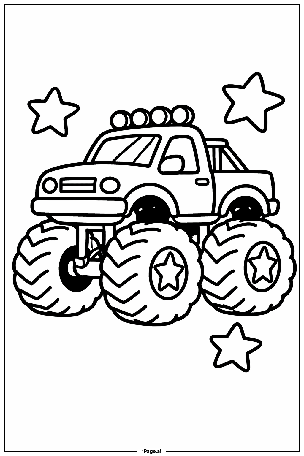 带星星的怪兽卡车填色页