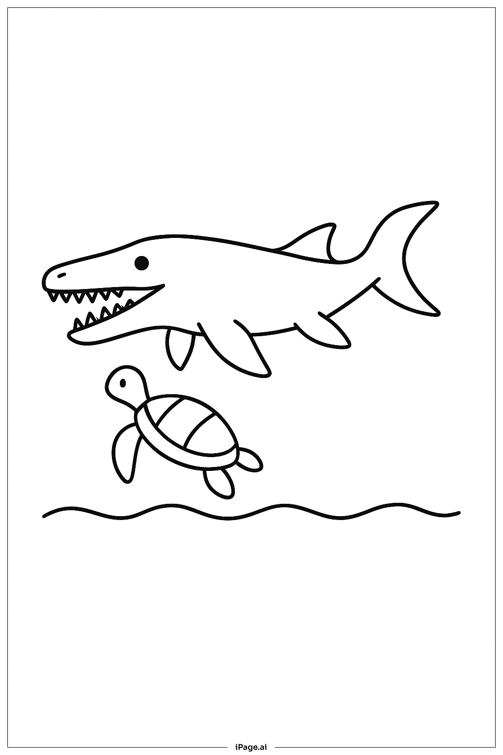  모사사우루스와 바다거북 색칠공부 페이지 