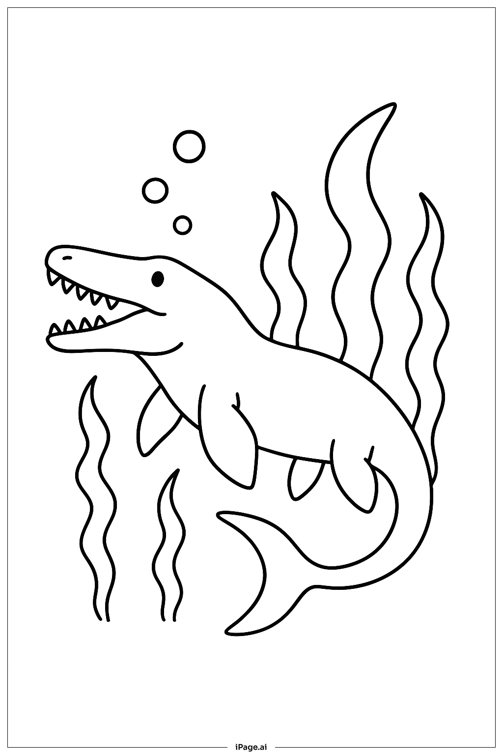  모사사우루스와 해초 색칠공부 페이지 