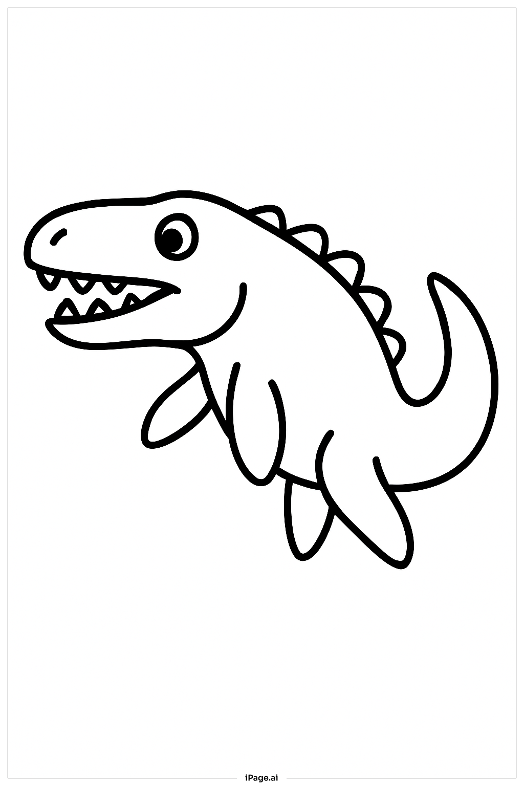  모사사우루스 굵은 선 색칠공부 페이지 