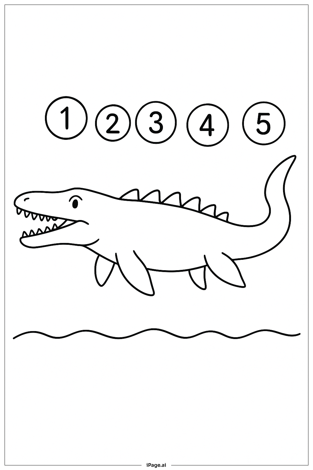  모사사우루스 수 세기 거품 색칠공부 페이지 