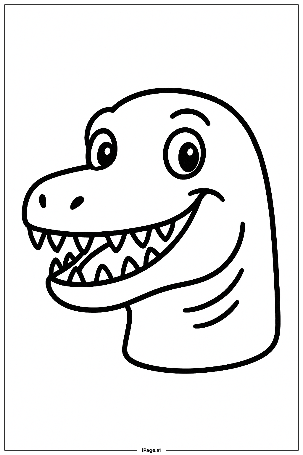  모사사우루스 머리 클로즈업 색칠공부 페이지 