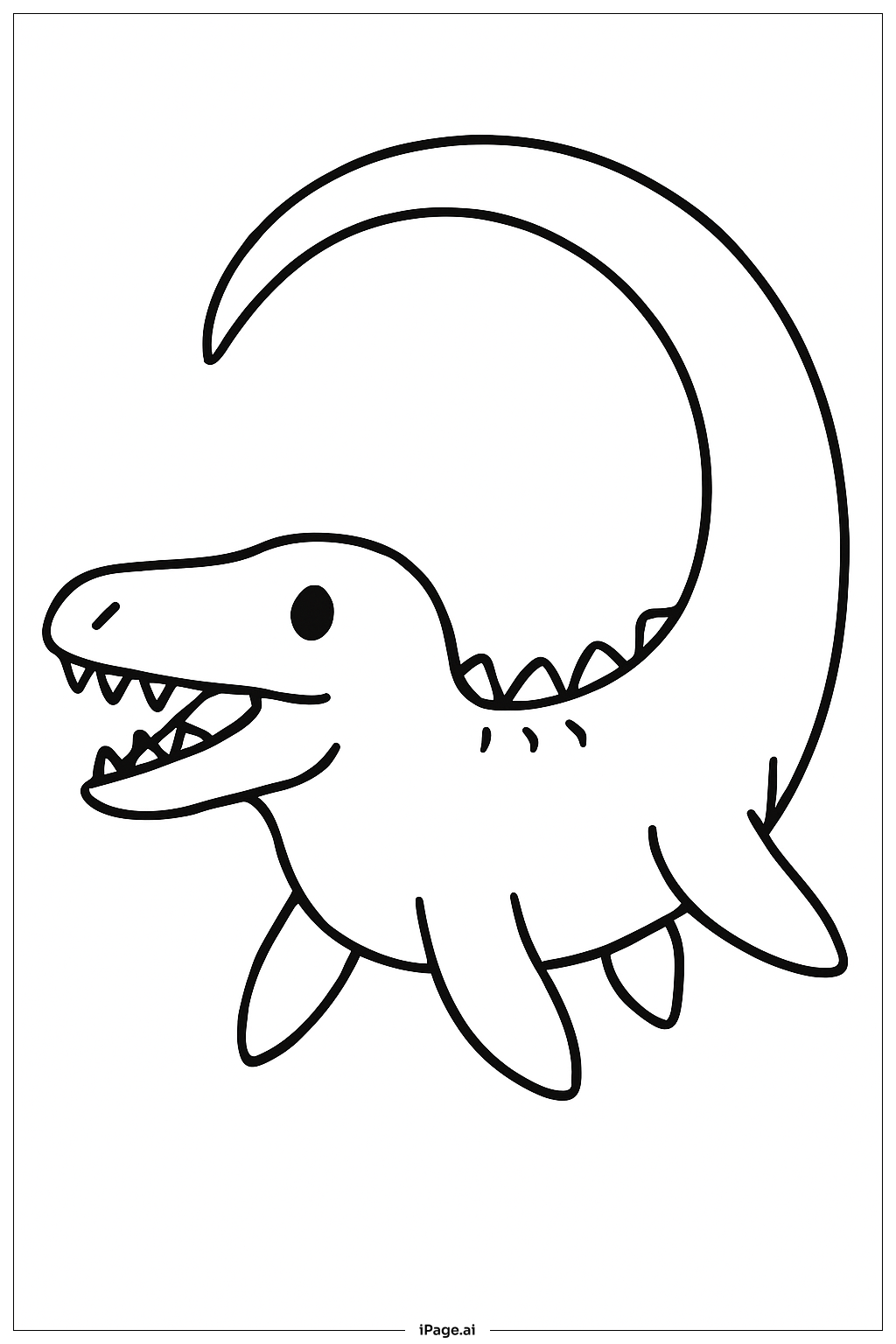  긴 꼬리를 가진 모사사우루스 색칠공부 페이지 