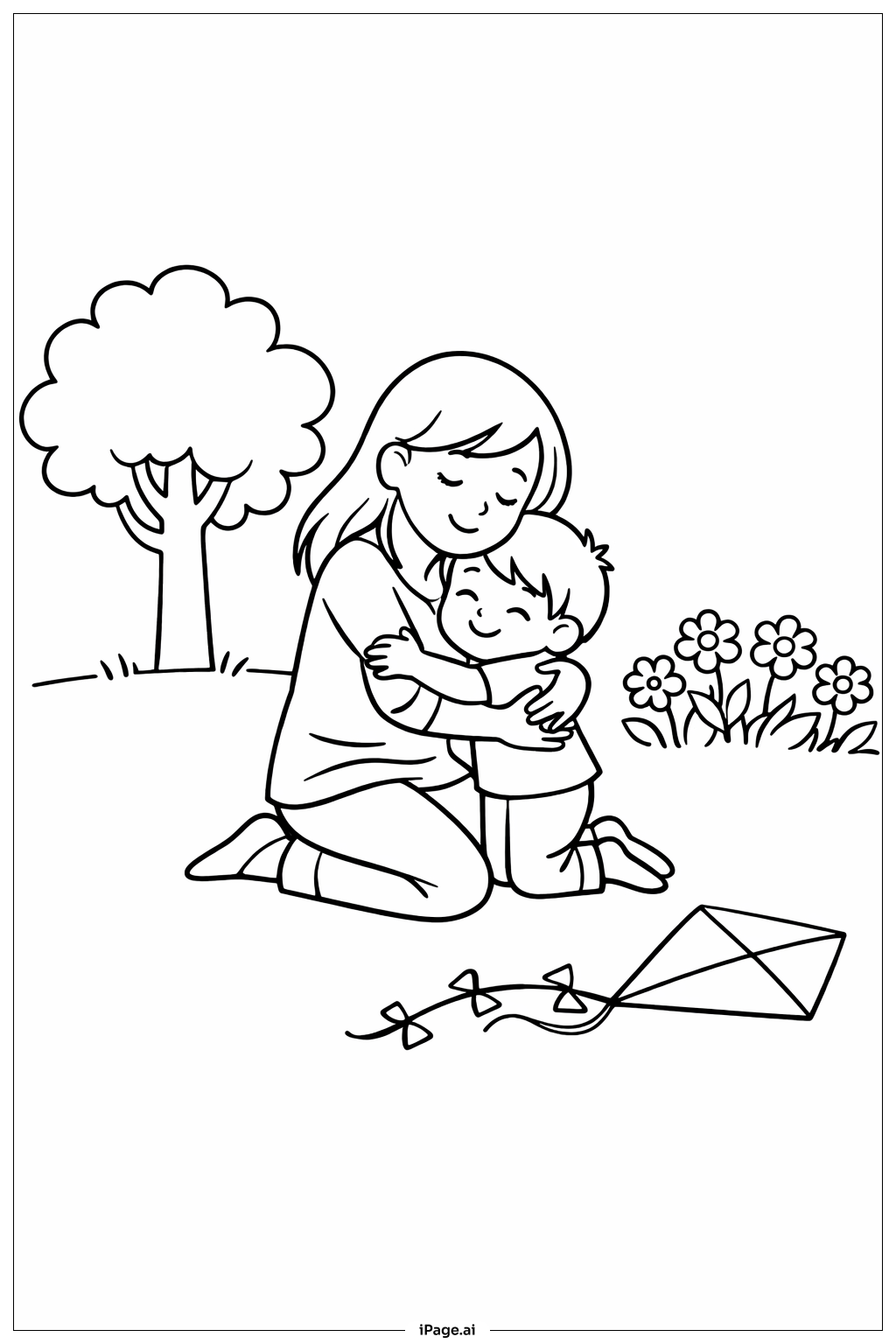  Trang tô màu Cái ôm ở sân sau Ngày của Mẹ 