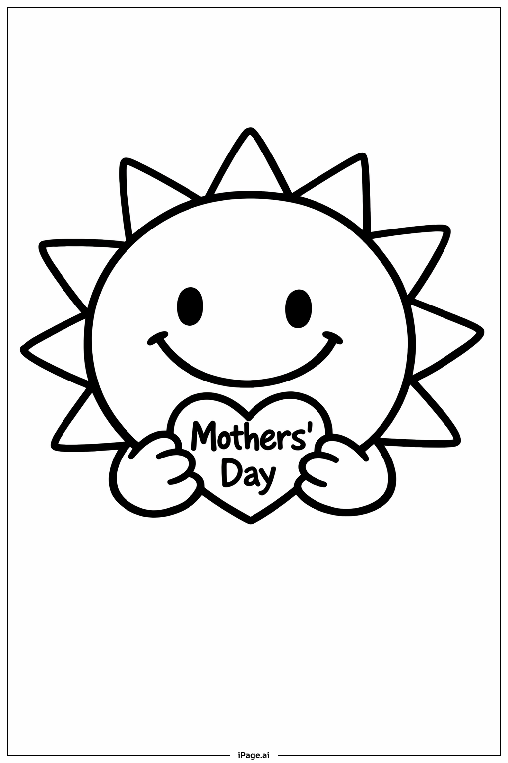 Mothers' Day Big Sun And Smile Coloring Page 