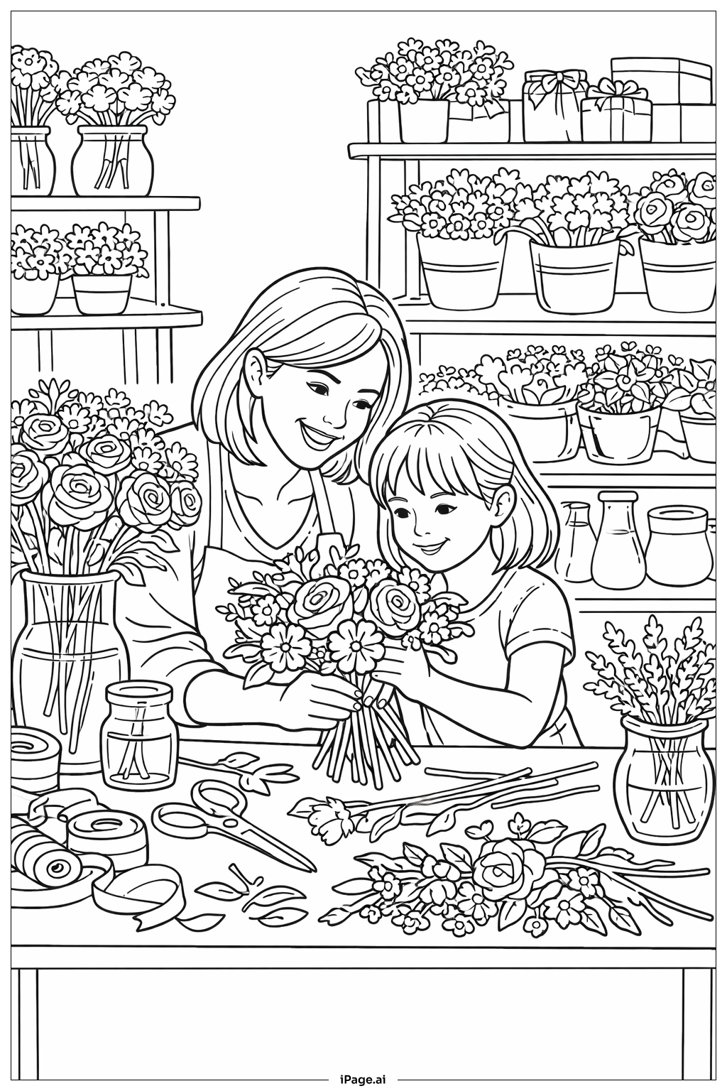  Mothers' Day Bouquet Arrangement Workshop Coloring Page 