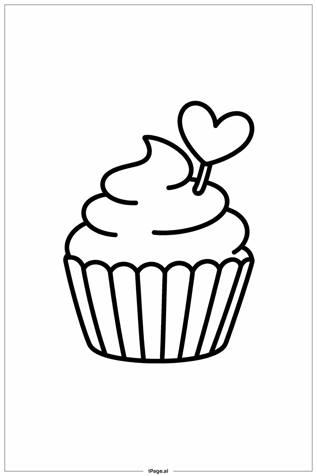  Mothers' Day Cupcake With Heart Coloring Page 