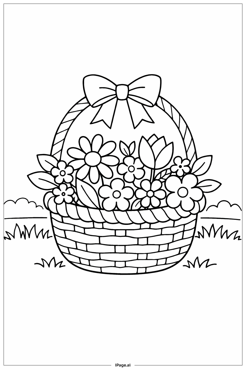  Página para colorear de Cesta de flores para el Día de la Madre 