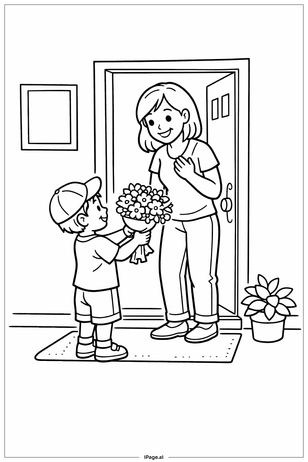  母親節鮮花送達著色頁 