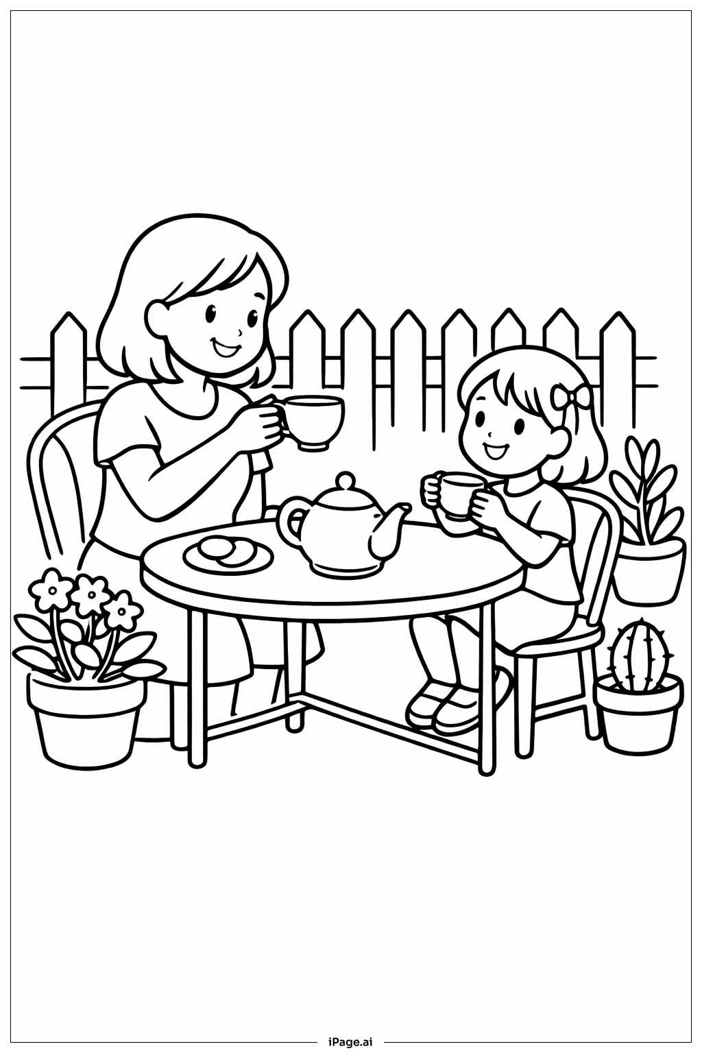  Mothers' Day Garden Tea Coloring Page 