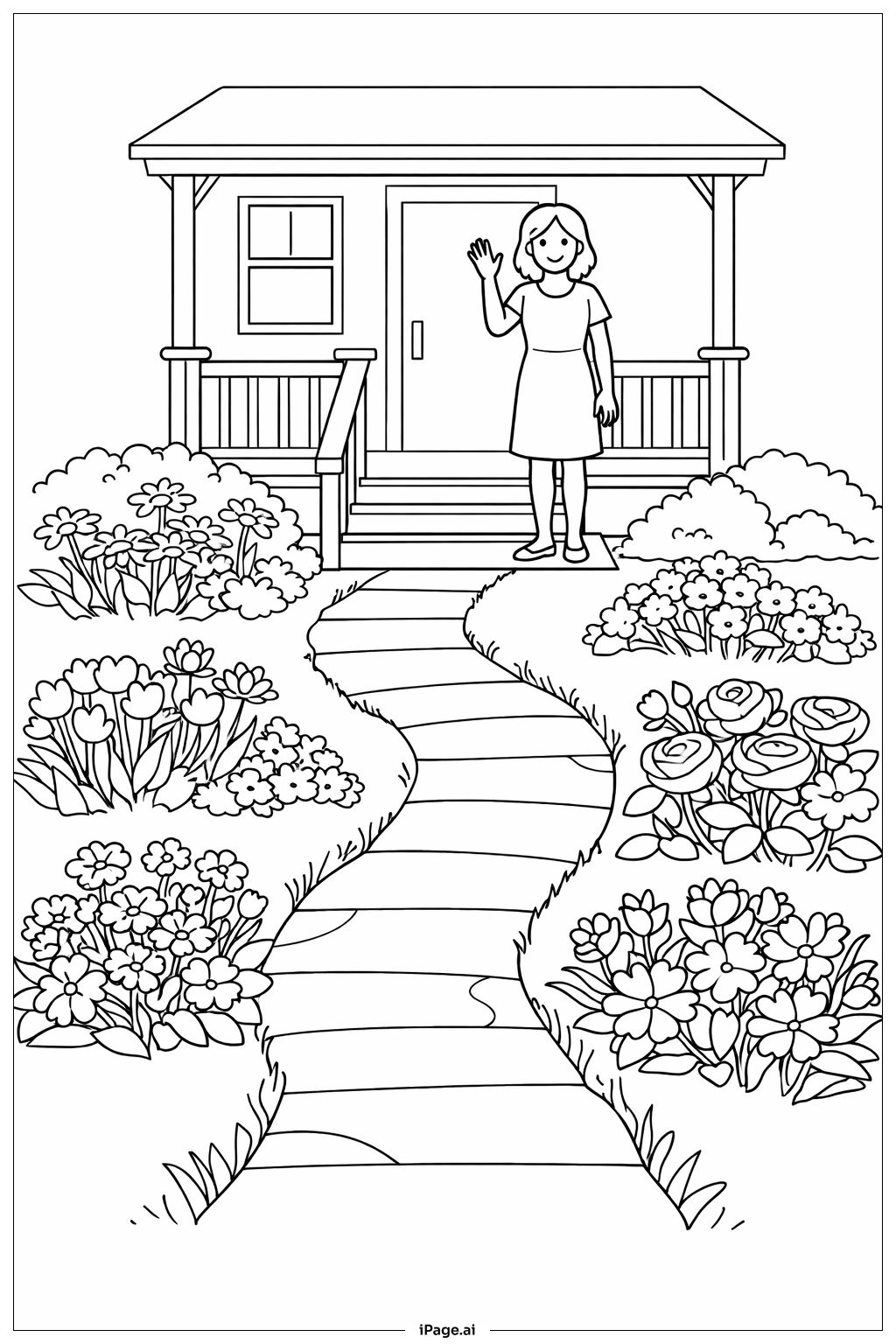 Mothers' Day Garden Walkway Coloring Page