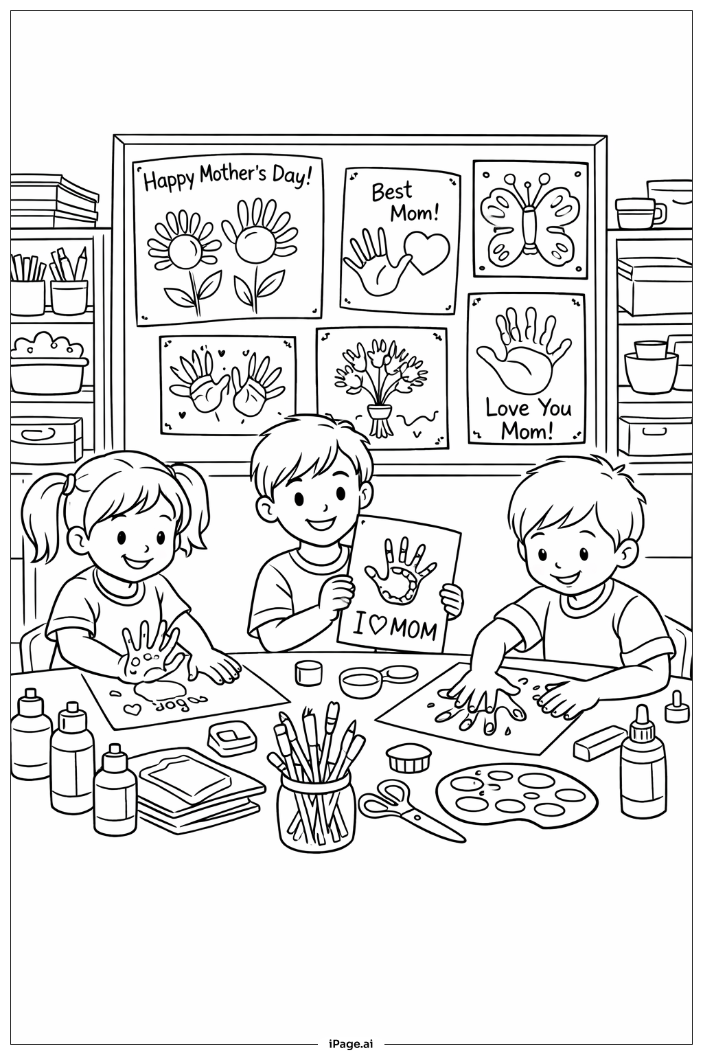  Mothers' Day Handprint Art Project Coloring Page 