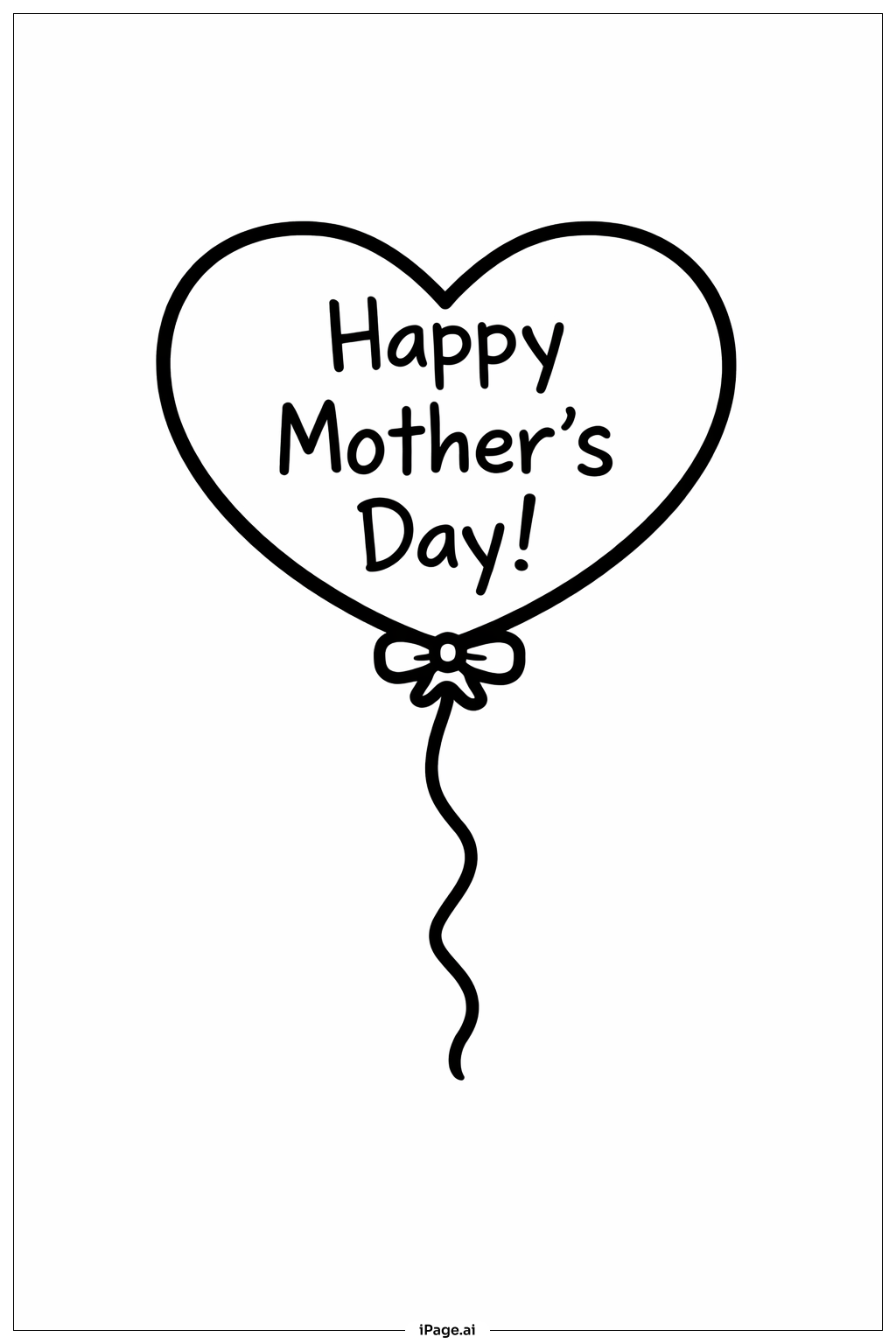  Mothers' Day Heart Balloon Coloring Page 