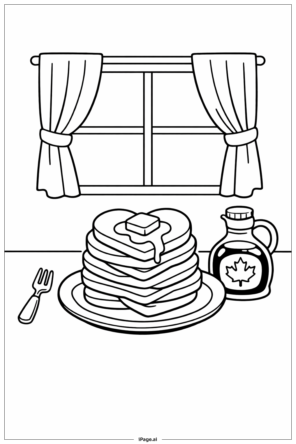  Página para colorir de Panquecas em Forma de Coração para o Dia das Mães 