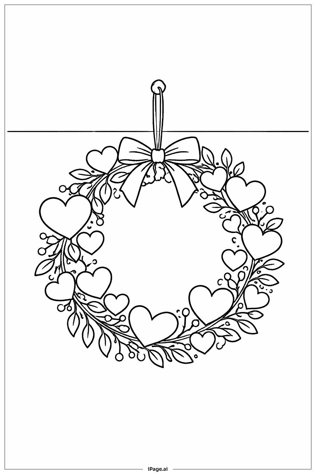  Mothers' Day Heart Wreath Coloring Page 