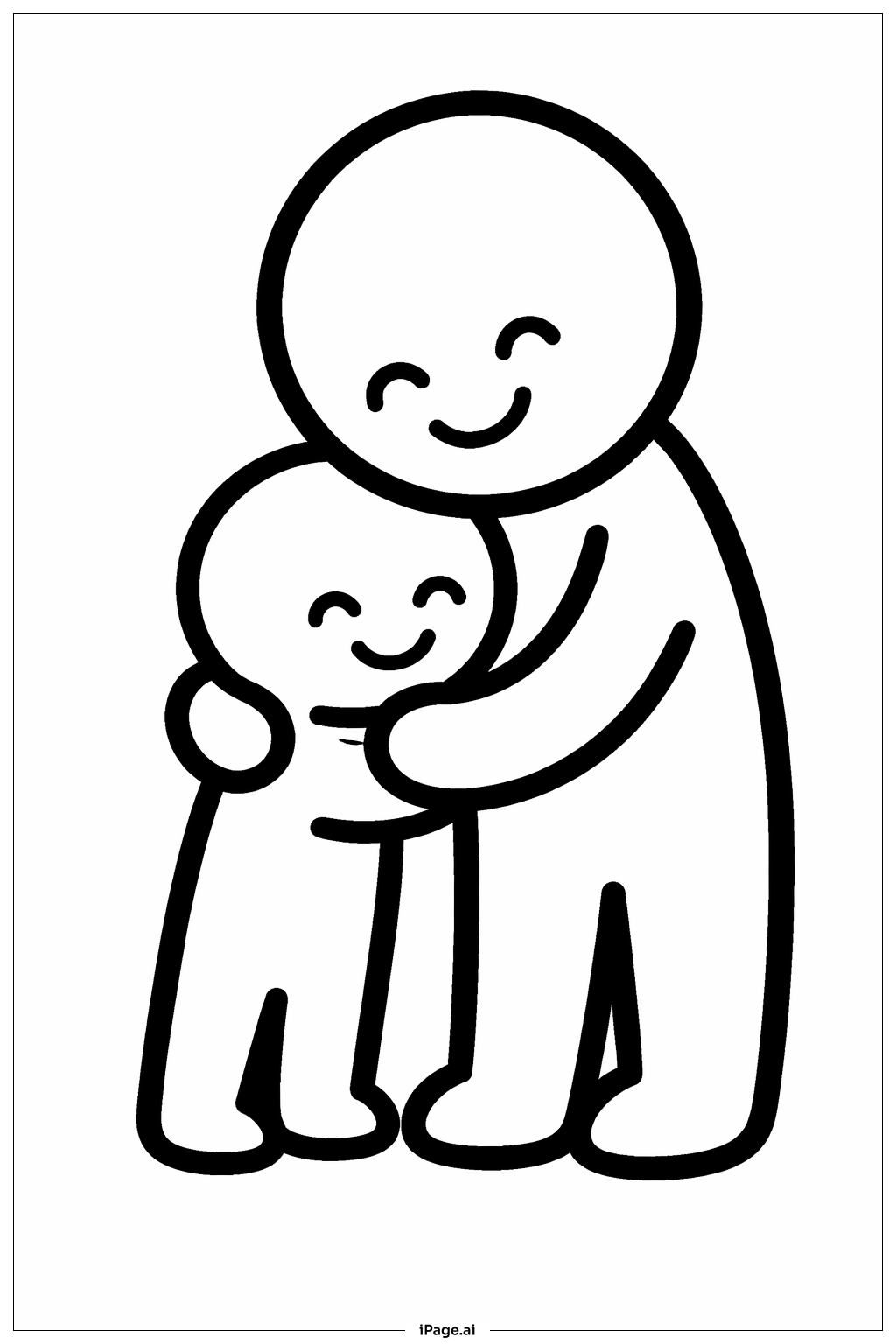  Mothers' Day Hug Scene Coloring Page 