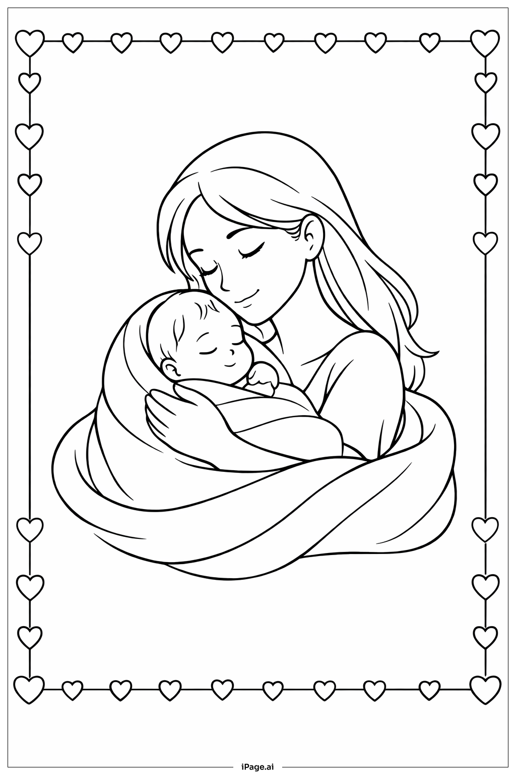Muttertag Mutter und Baby Ausmalseite