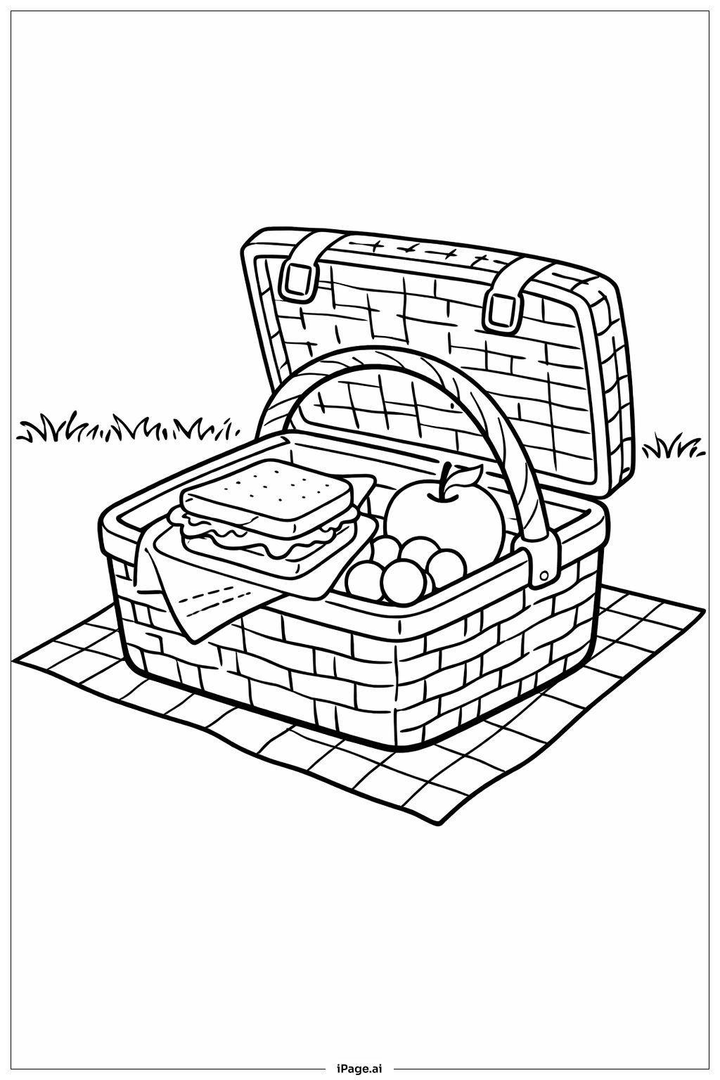  Mothers' Day Picnic Basket Coloring Page 