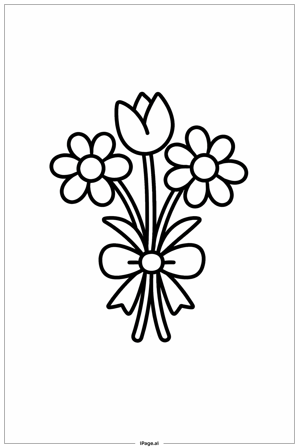  Mothers' Day Simple Bouquet Coloring Page 
