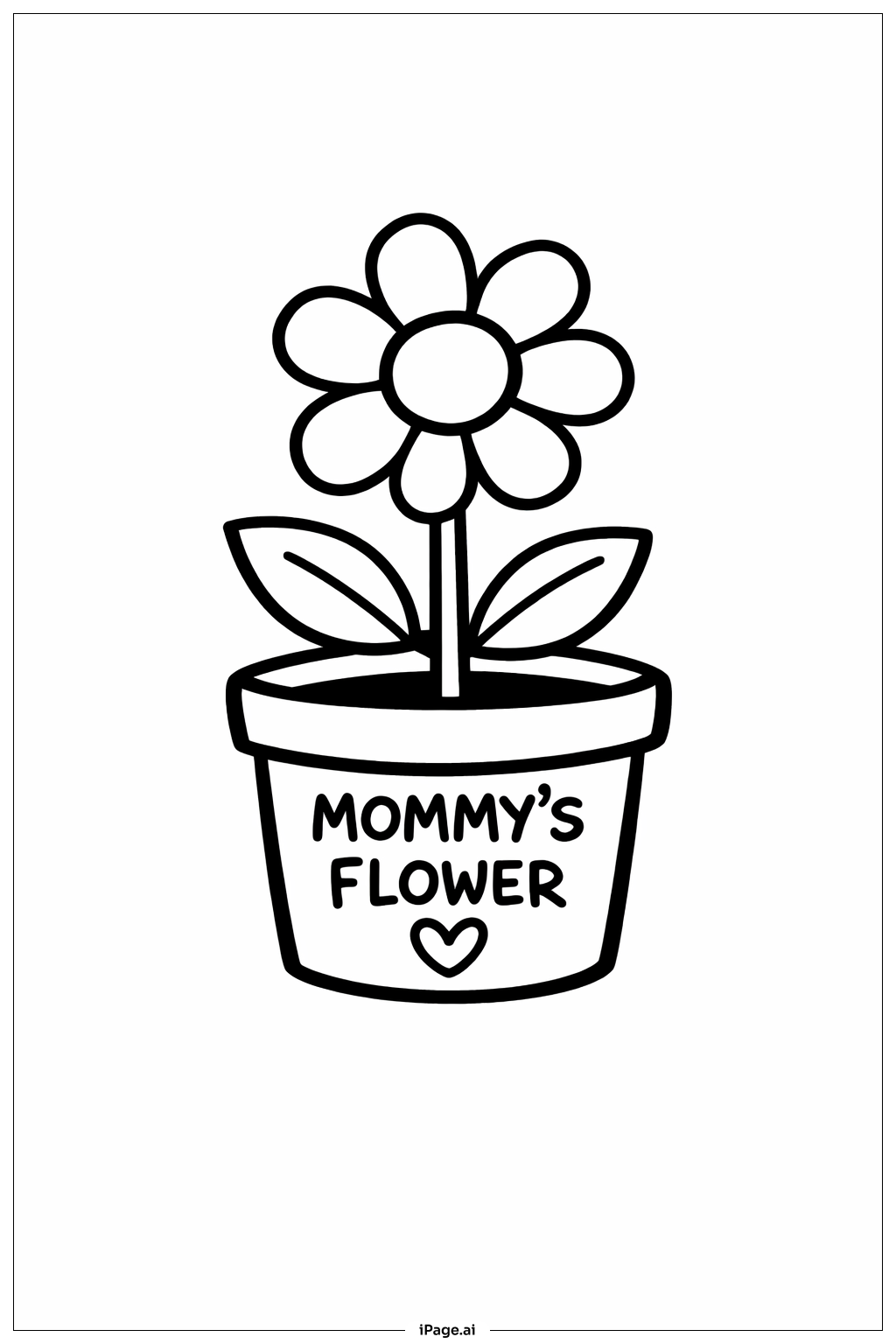  Mothers' Day Simple Flower Pot Coloring Page 