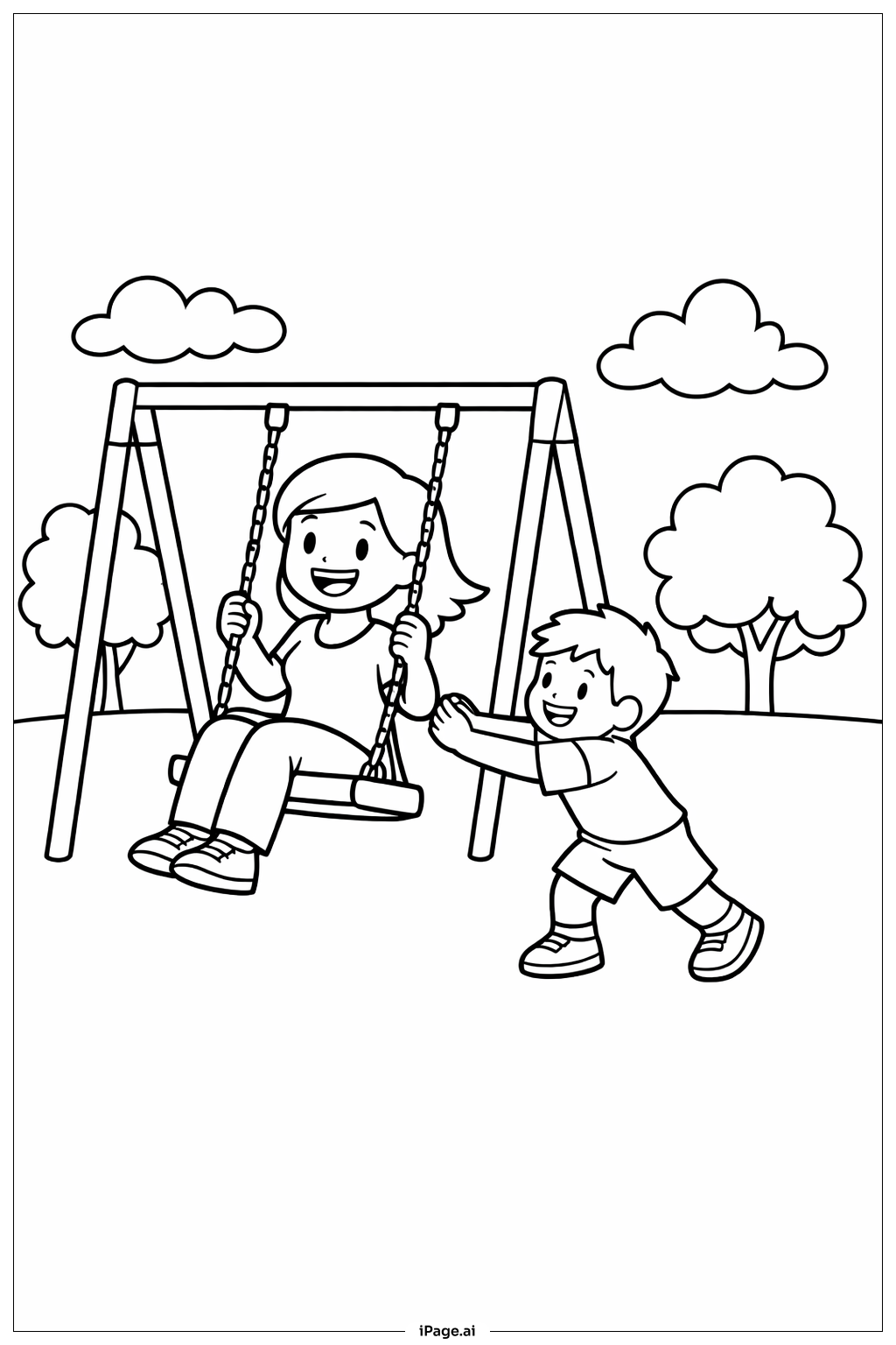  Página para colorear de Columpio del Día de la Madre 
