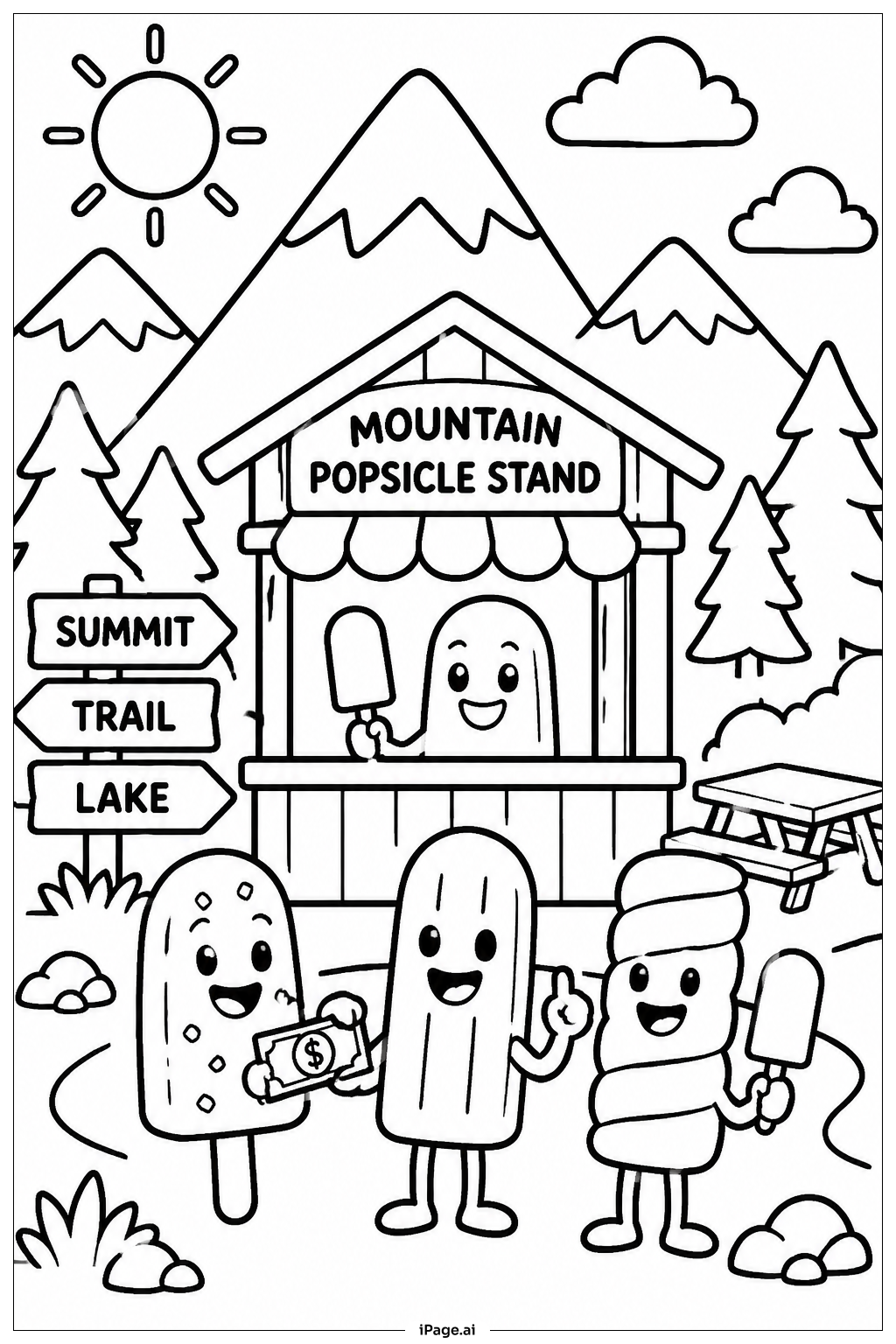 Mountain Popsicle Stand Coloring Page