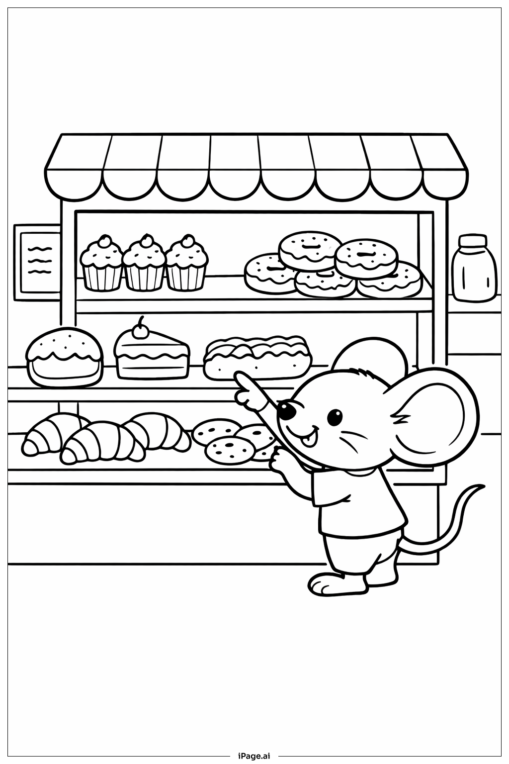  Mouse At Bakery Coloring Page 