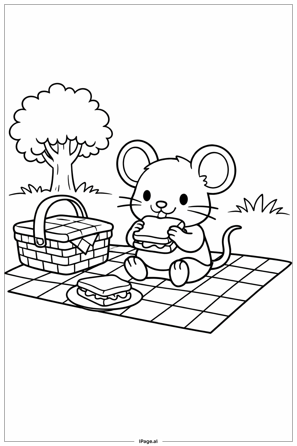 Trang tô màu Chuột Đi Picnic