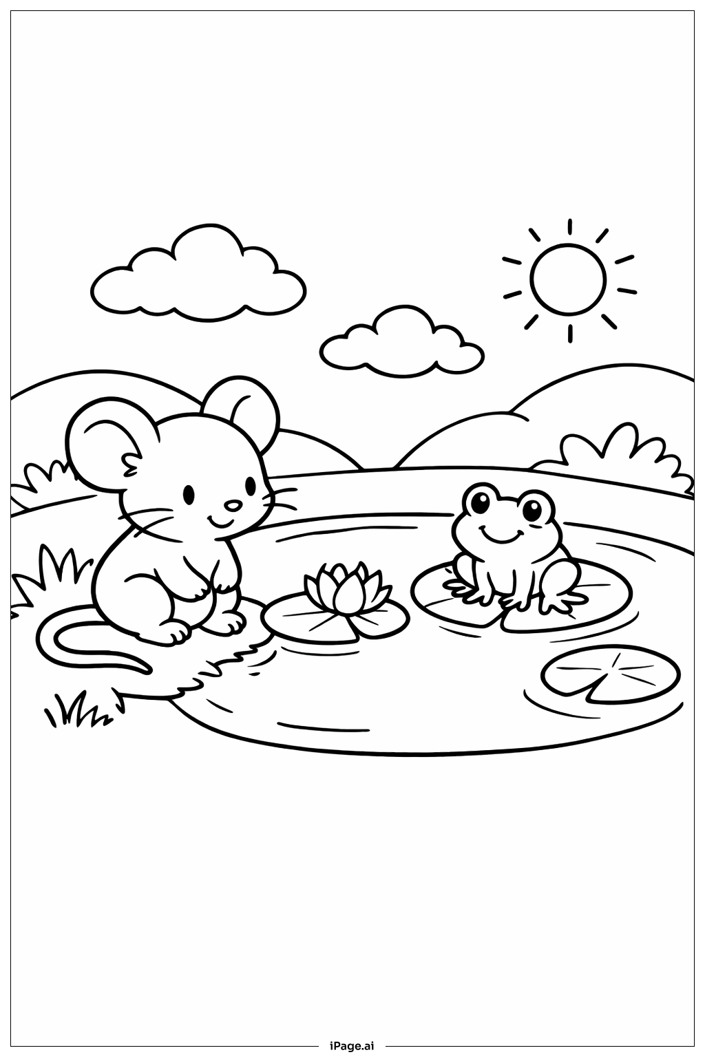  Mouse At Pond Coloring Page 