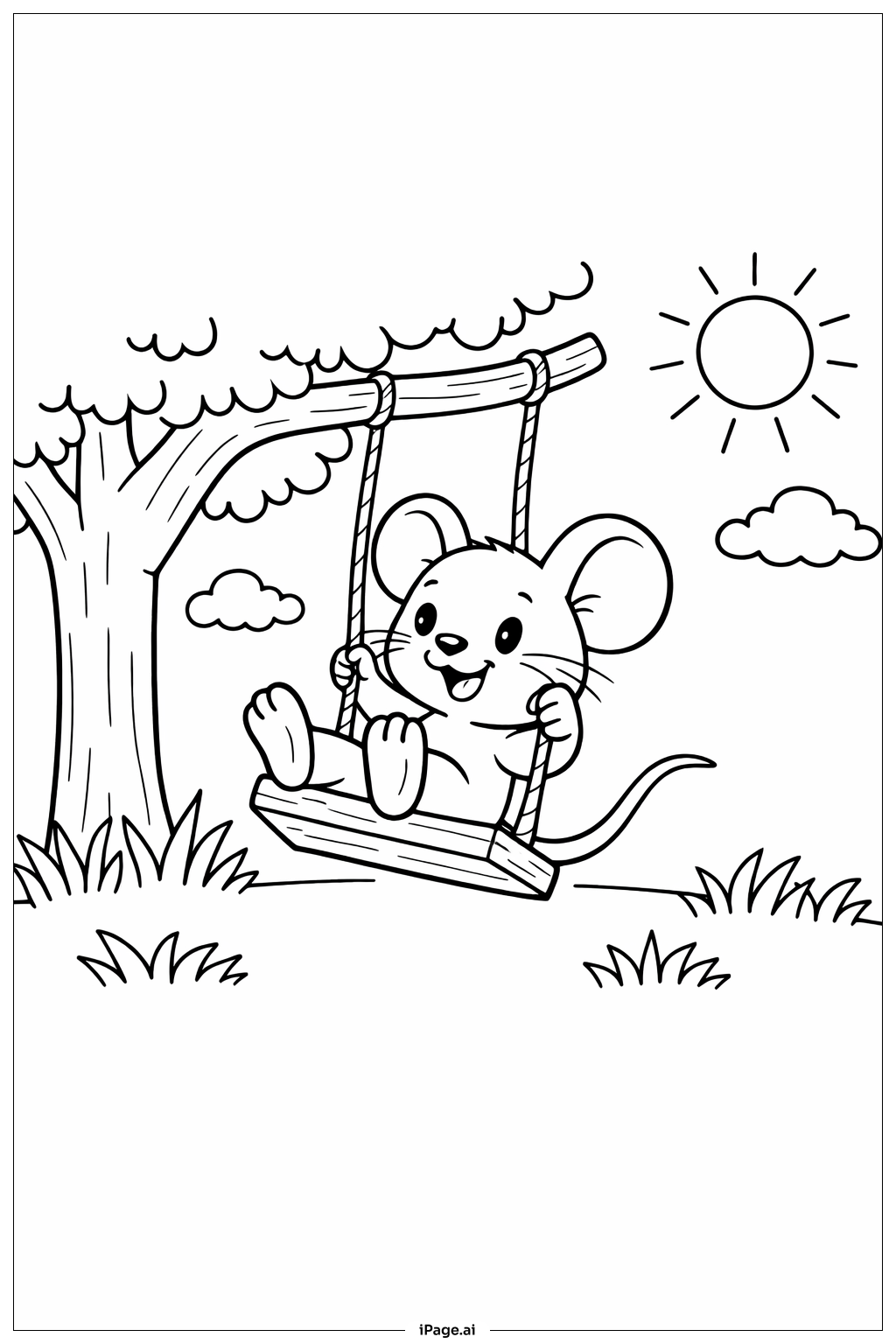 Trang tô màu Chuột Trên Xích Đu