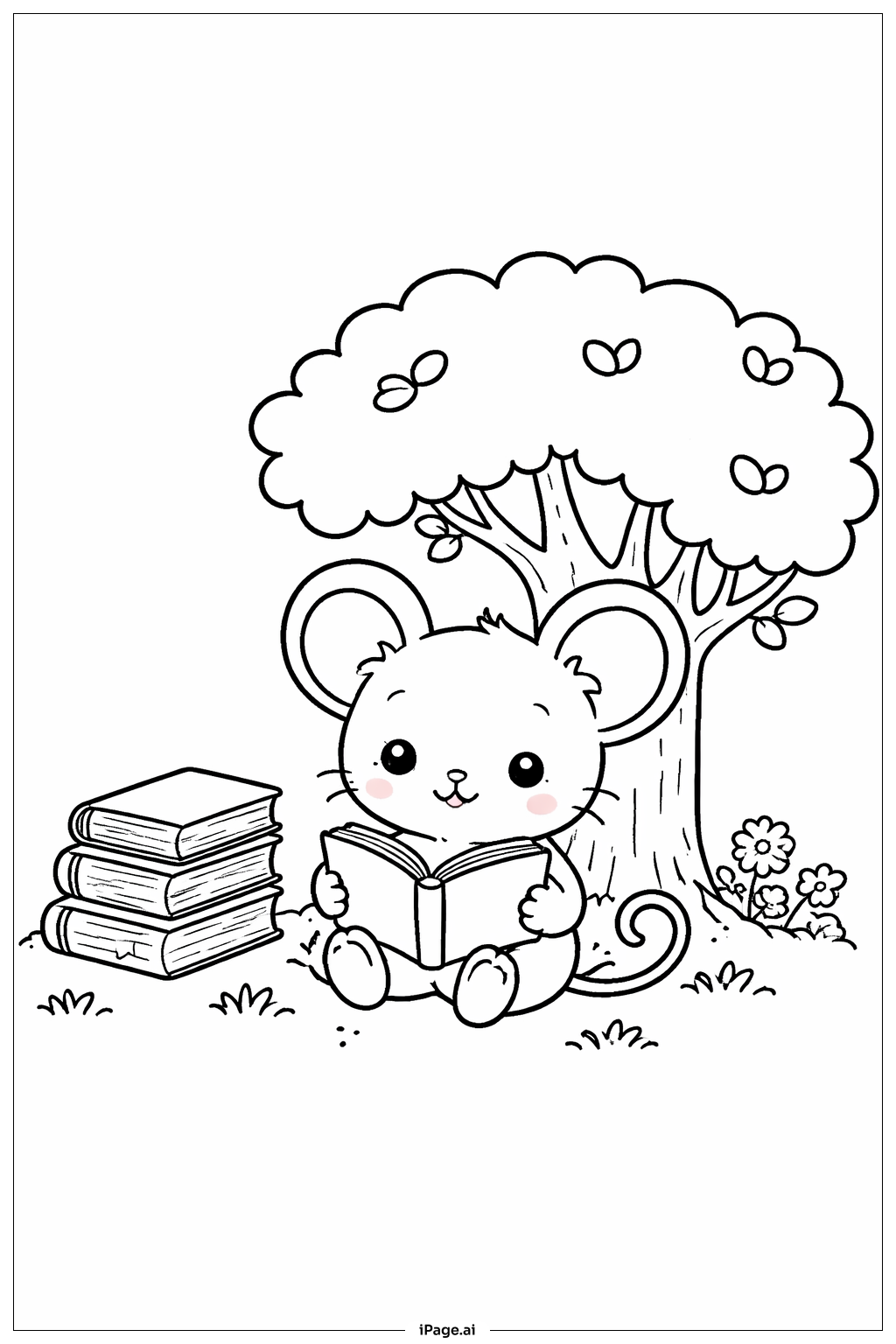 Trang tô màu Sách Đọc Chuột