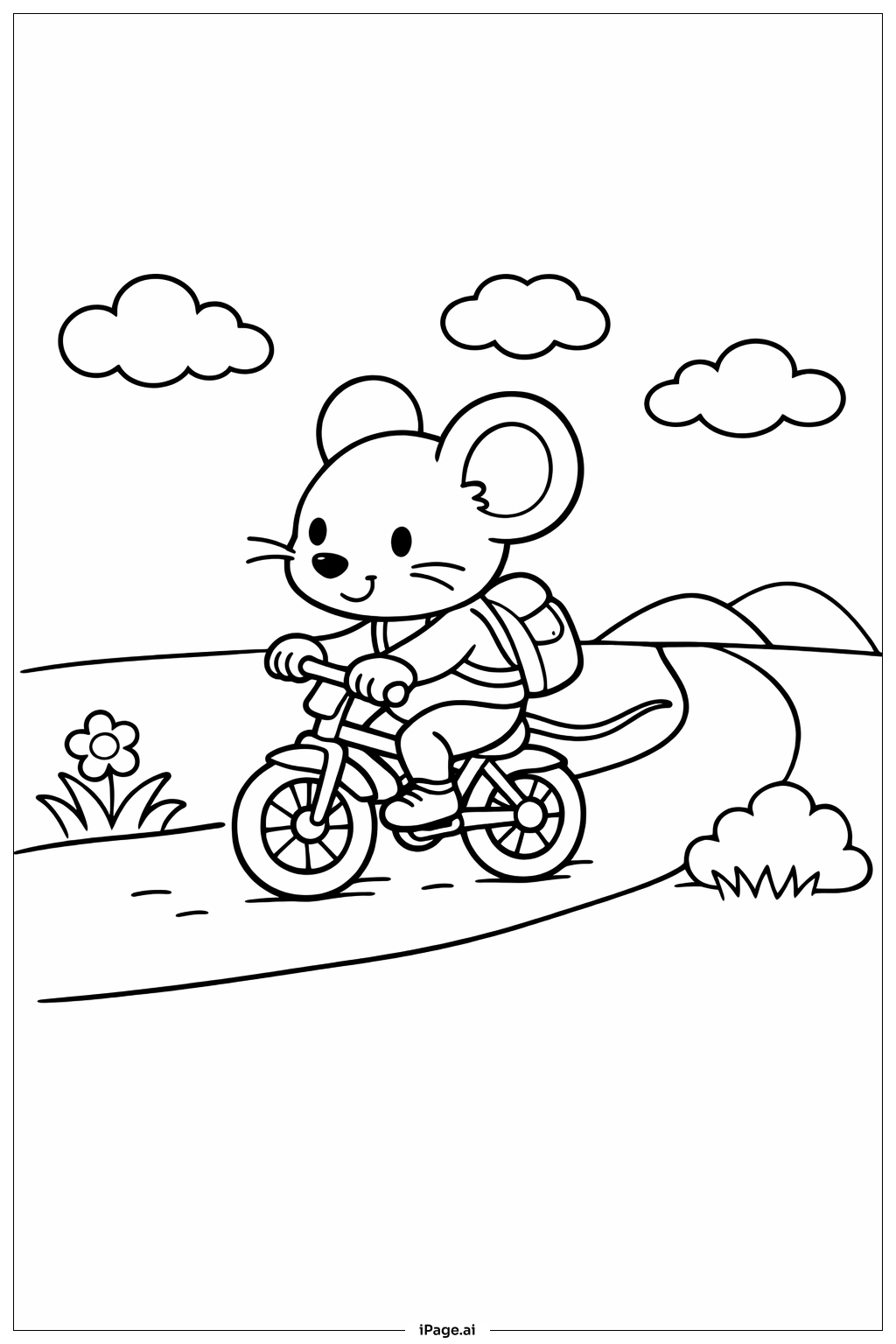 Trang tô màu Chuột Đạp Xe Đạp