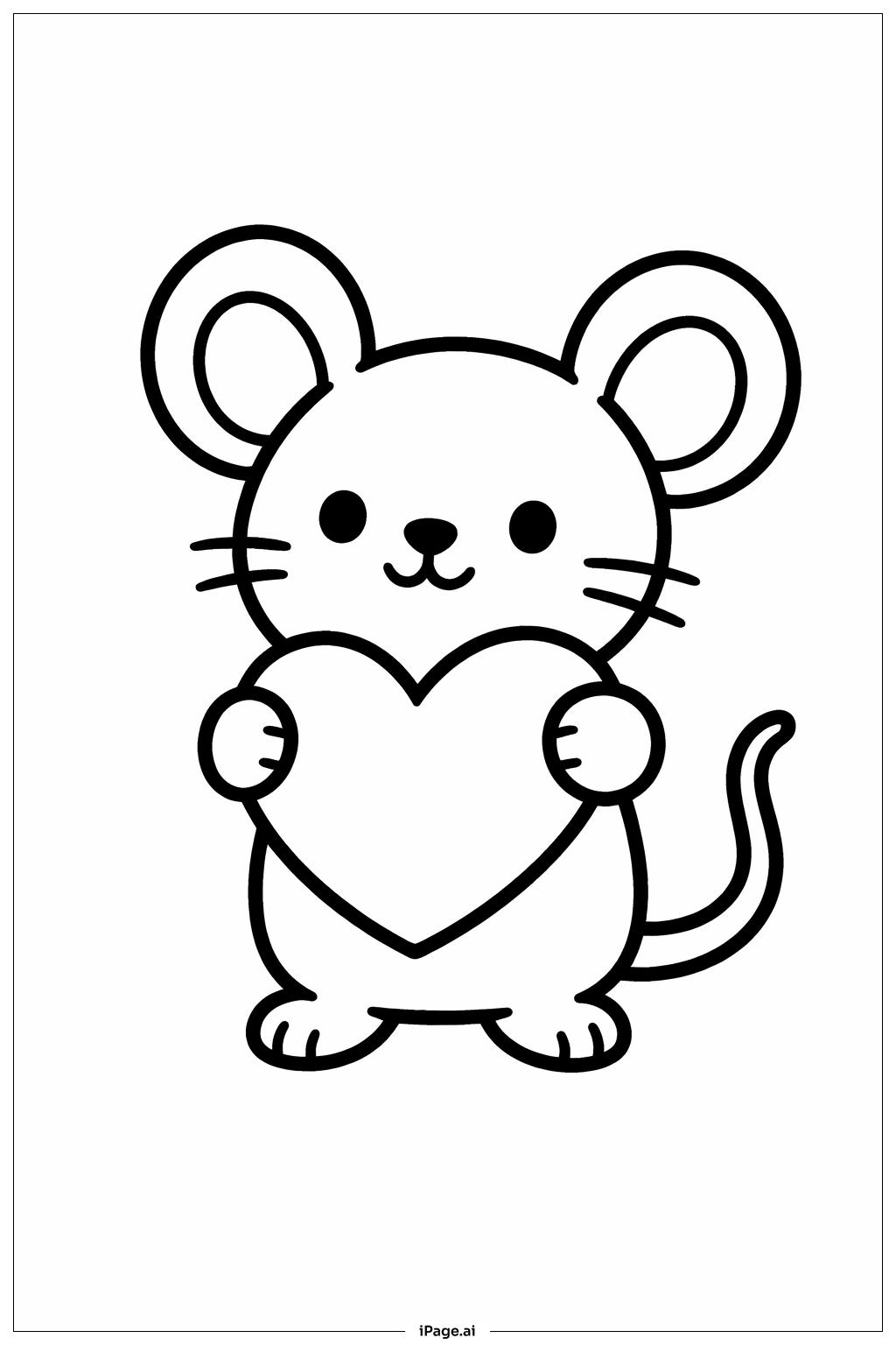 Trang tô màu Chuột Cầm Trái Tim