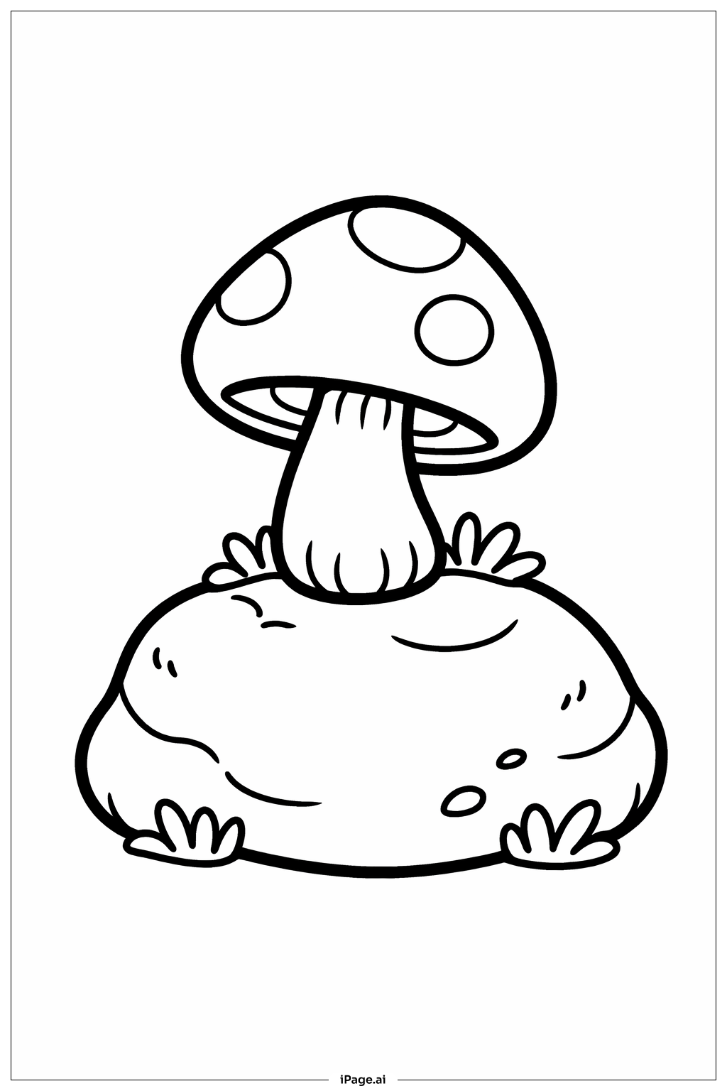  Página para colorear de Hongo Sobre Roca Simple 