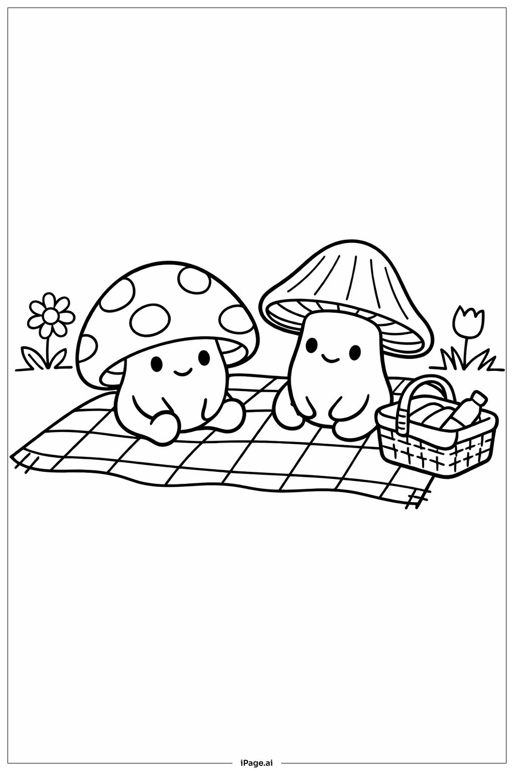  버섯 피크닉 색칠공부 페이지 