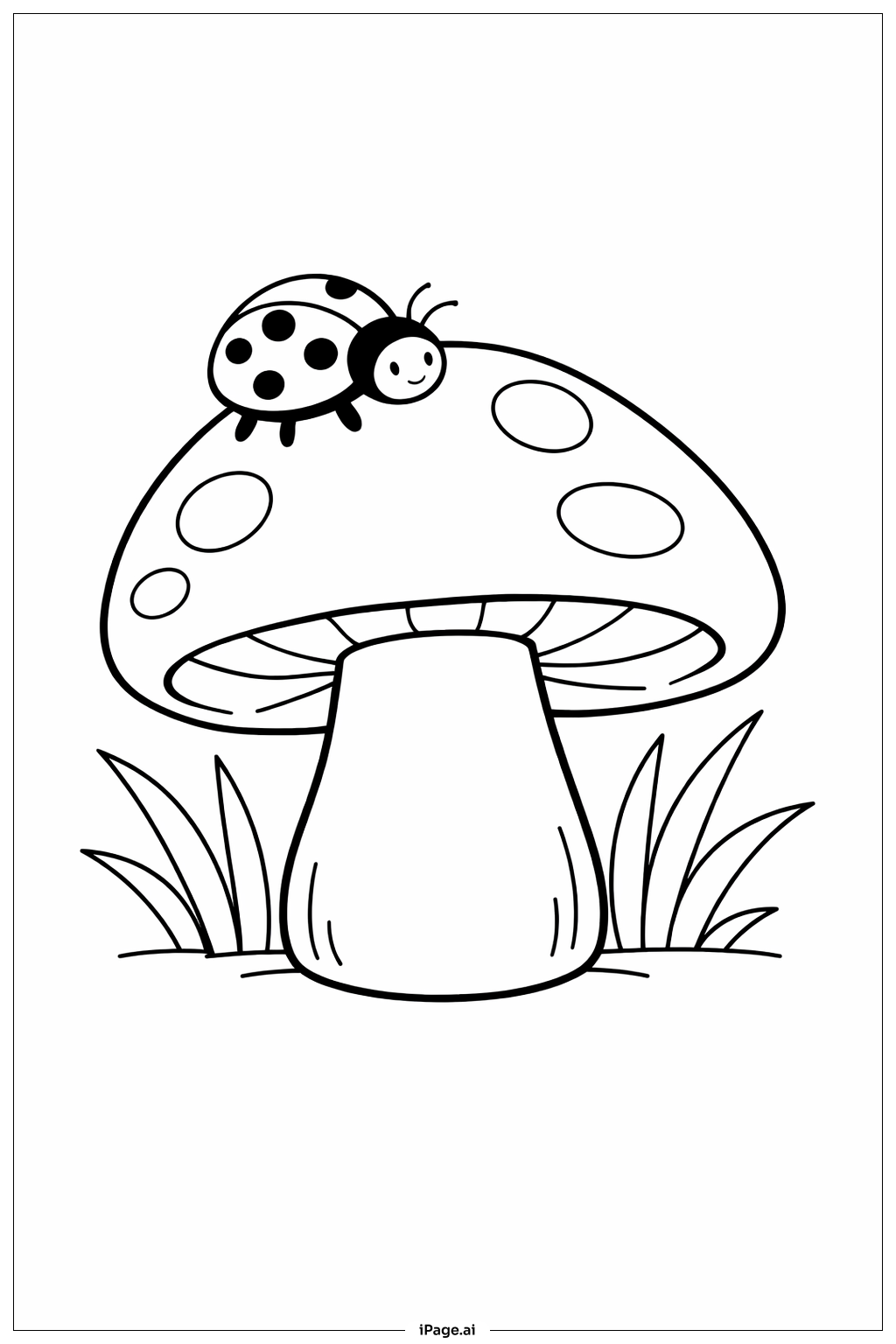  Pilz mit Marienkäfer Ausmalseite 