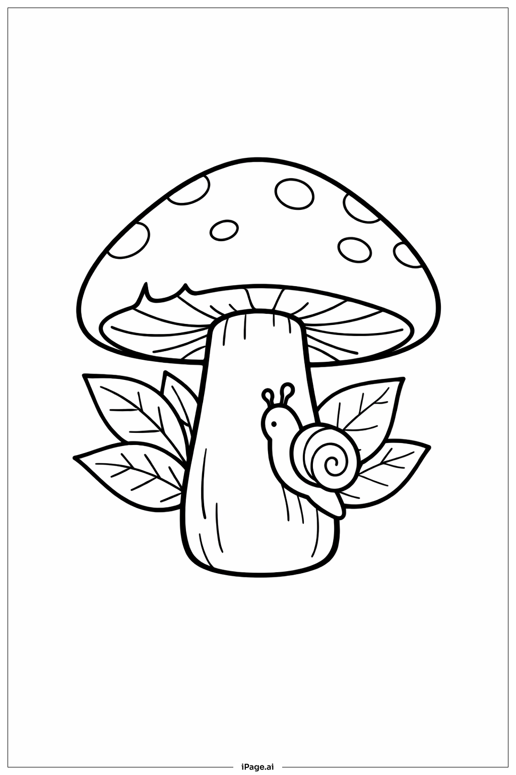  Page de coloriage Champignon avec Escargot 