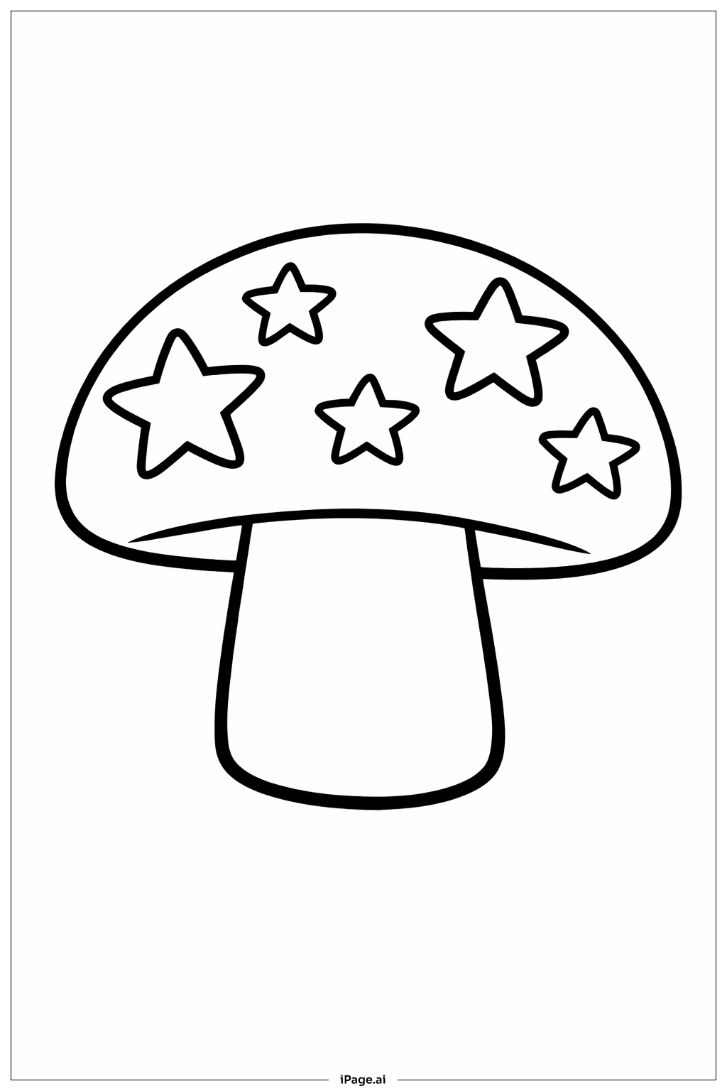  Page de coloriage Champignon avec taches en forme d'étoile 