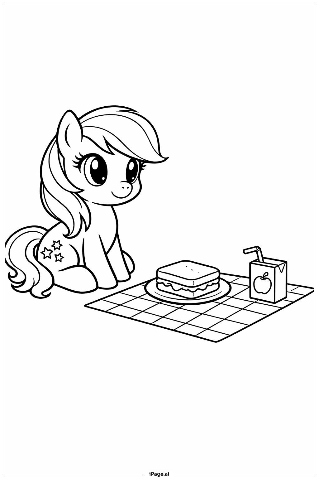 Mein Kleines Pony beim Picknick Ausmalseite