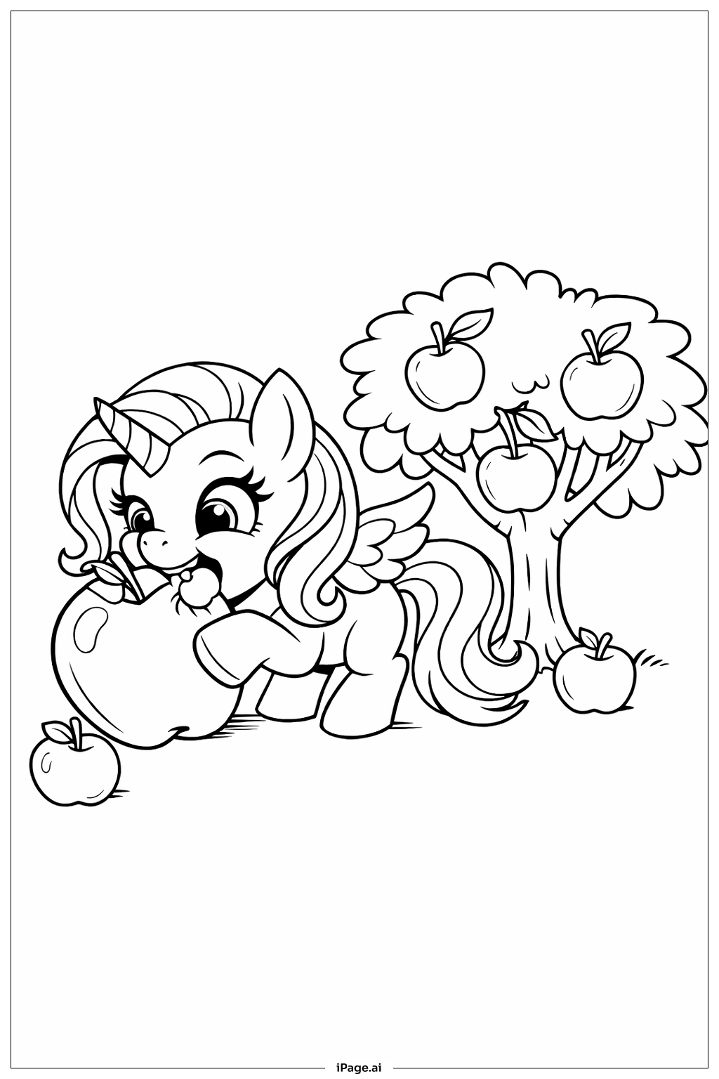 Mein Kleines Pony isst Apfel Ausmalseite