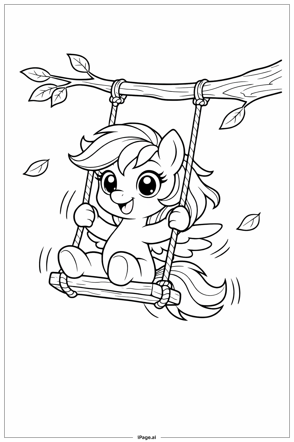 Trang tô màu Ngựa Pony Nhỏ Của Tôi trên Xích Đu