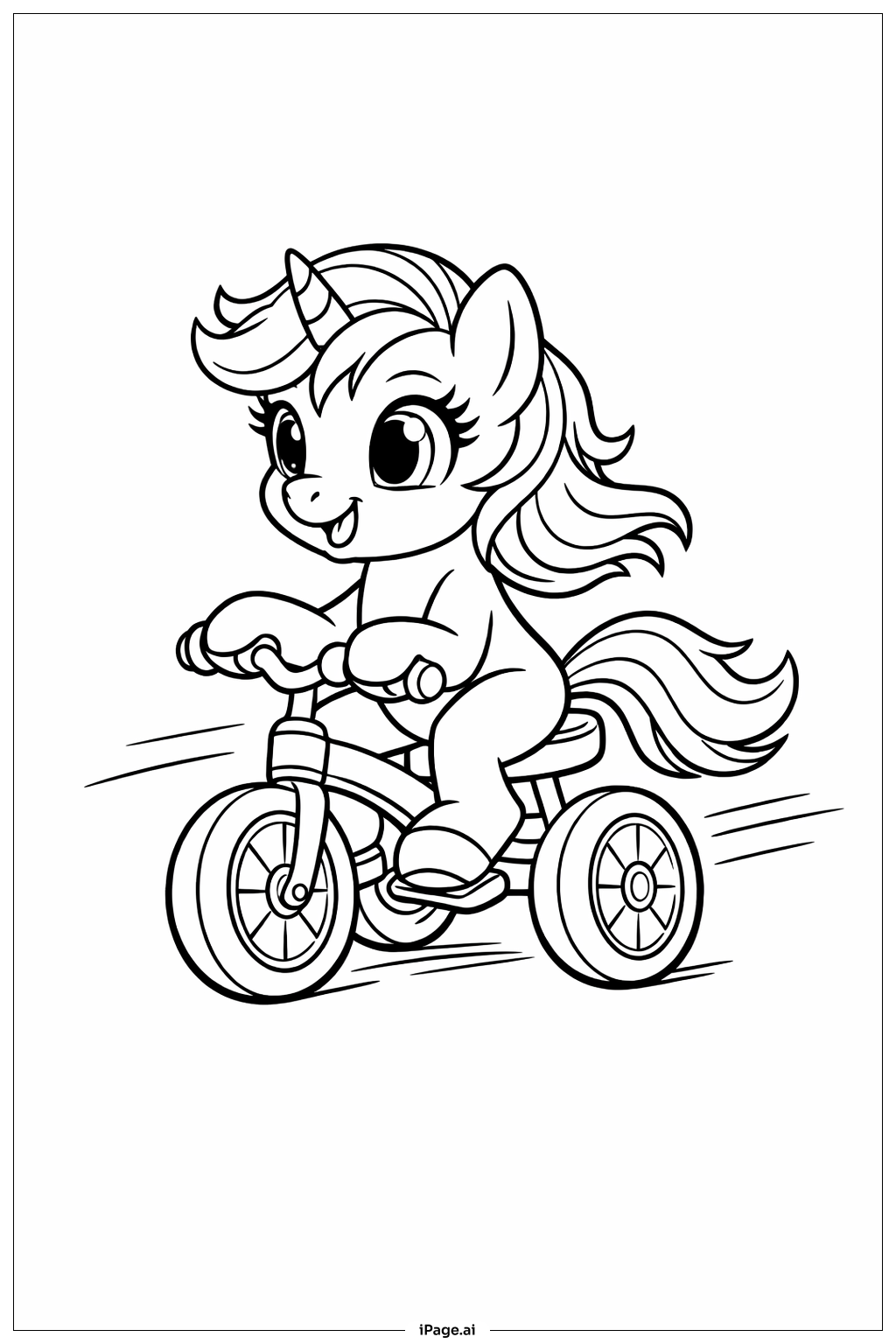 Mein Kleines Pony fährt Fahrrad Ausmalseite